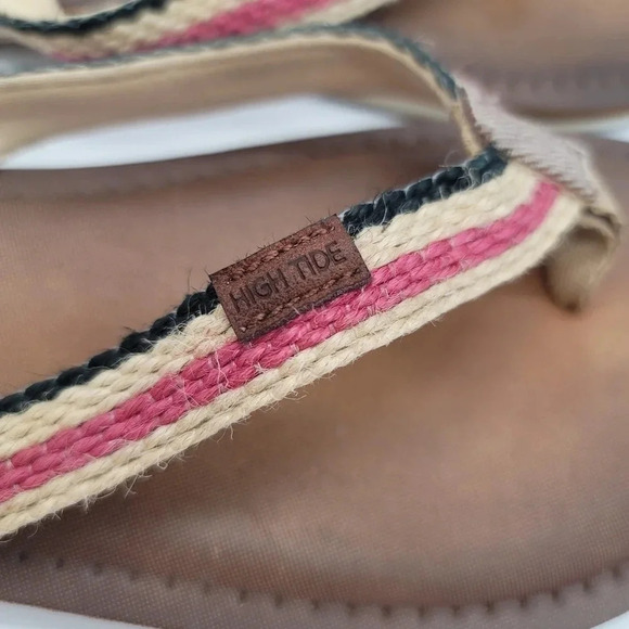 High Tide Women's Tan Pink Black Footwear Sandals Flip Flops size 9 - Picture 8 of 10